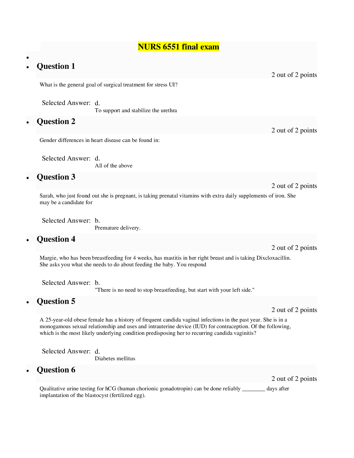 Preview image for NURS 6551 Final Exam 4 (Questions and Answers)